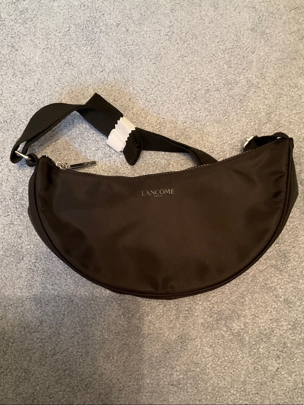 Lancome Black Crescent Nylon Crossbody Bag